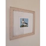 Framed Art Valerie Christmas Titled Puffins Artist Proof In A Distressed Wood Glazed Frame 25 x 25cm