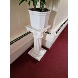 A Ceramic Planter And Grecian Style White Plinth Planter 20cm And Plinth 58cm Tall