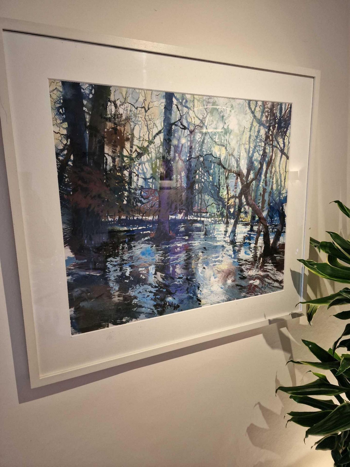 Flood Waters By Maureen Davis SoftÃ‚ Pastel And Gouache Signed Framed Art In White Wood Profile