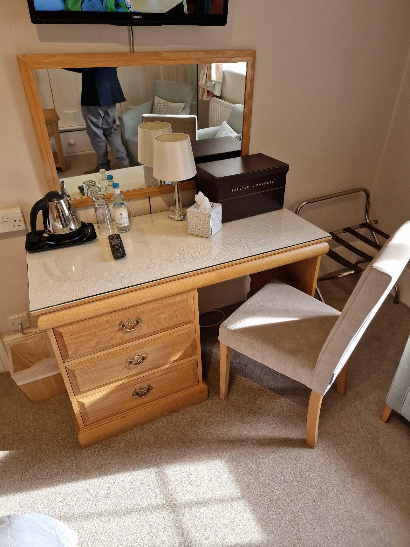 Light Oak Writing Desk Functional Design Emphasising The Natural Grain Of Wood The Plank Top Moulded