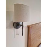 A Pair Of Wall Sconces Library Type Will Pull Cord Complete With Linen Shade 30cm Height