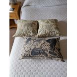 A Set Of 3 x Scatter Cushions 2 x 30 x 30cm John Lewis Floral Pattern And 1 x 50 x 26cm Fisherman