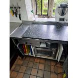 Stainless Stee Top Preparation Table With Marble Cutting Block Inset Complete With Drawer And