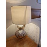 A Pair Of Gourd Silver Glass Table Lamps With Shade 50cm