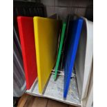 Various Hygiplas Colour Coded Chopping Boards And Stainless Rack Stands