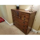 A Victorian Period Tall Chest An Arrangement Of Three Long Graduating Drawers Below A Large Square