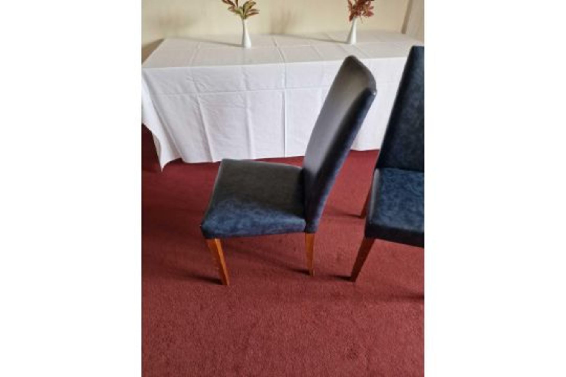 A Set Of 4 x Henshaw Blue Dining Chairs Smart And Stylish Chair Crafted From Solid Wood With - Image 4 of 4