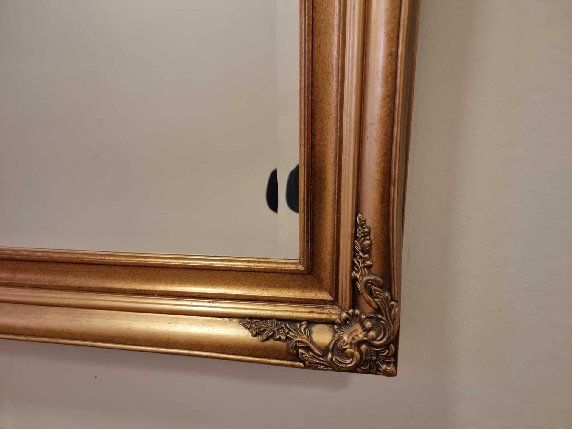 Large Mirror Gilded Stuccoed Wood Frame Bevelled Mirror Plate 140 x 109cm - Image 3 of 4