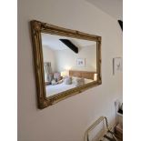 Large Mirror Gilded Stuccoed Wood Frame With Beading And Rosettes In The Corners Straight Mirror