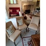 A Set Of 3 X Bourne Furniture 'Stylish Chair' Upholstered In Harlequin Makeda Straw 6226 Taupe.