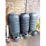 3 x 100L Water Butt Rainwater Collector ABS Plastic Storage Tanks