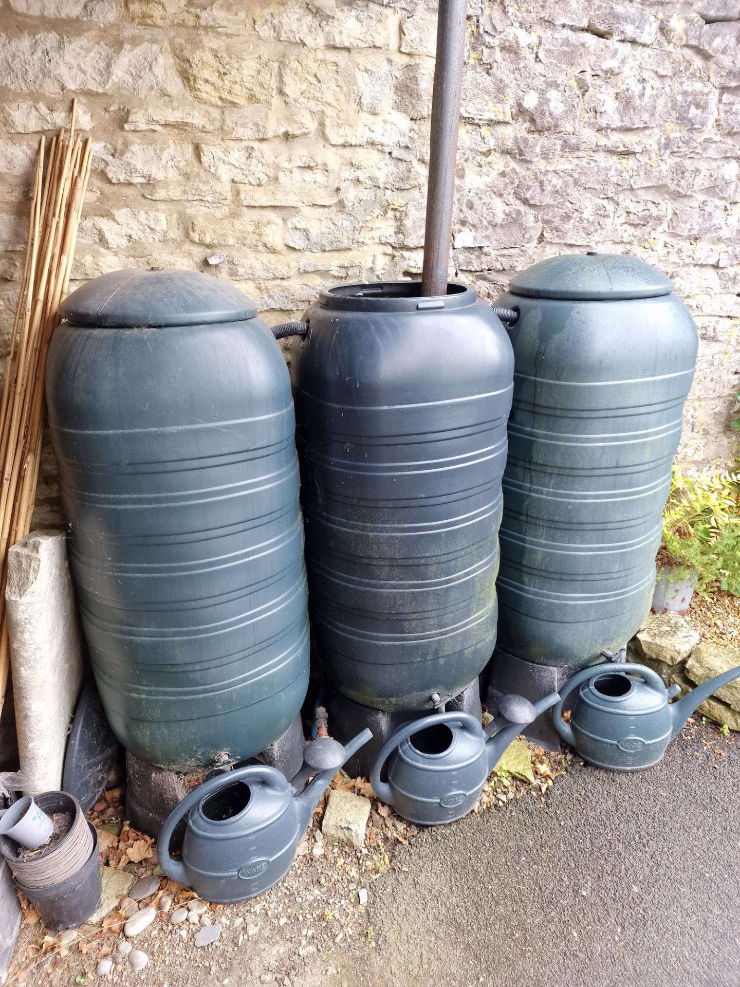 3 x 100L Water Butt Rainwater Collector ABS Plastic Storage Tanks