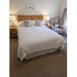 Mitre Hotel Contract King Size Mattress 150 x 200cm Complete With Divan Bases And Light Oak Wall