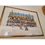Framed Limited Edition 181/200 Lithograph Hospice De Beaune By Paul Hogarth OBE RA Hospice De Beaune