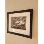 2 x Framed Artwork By Lynne Savege Peacy Signed Limited Edition 17/50 Charcoal And Pencil Of