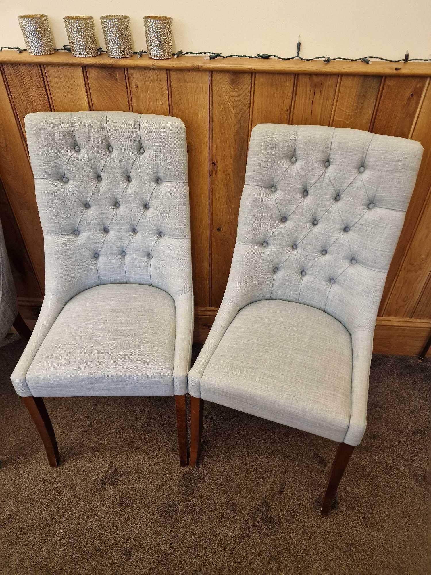 A Pair Of Bourne Furniture Sing Dining Chair Solid Timber Tufted Back Dining Chair Upholstered In