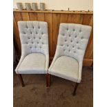 A Pair Of Bourne Furniture Sing Dining Chair Solid Timber Tufted Back Dining Chair Upholstered In