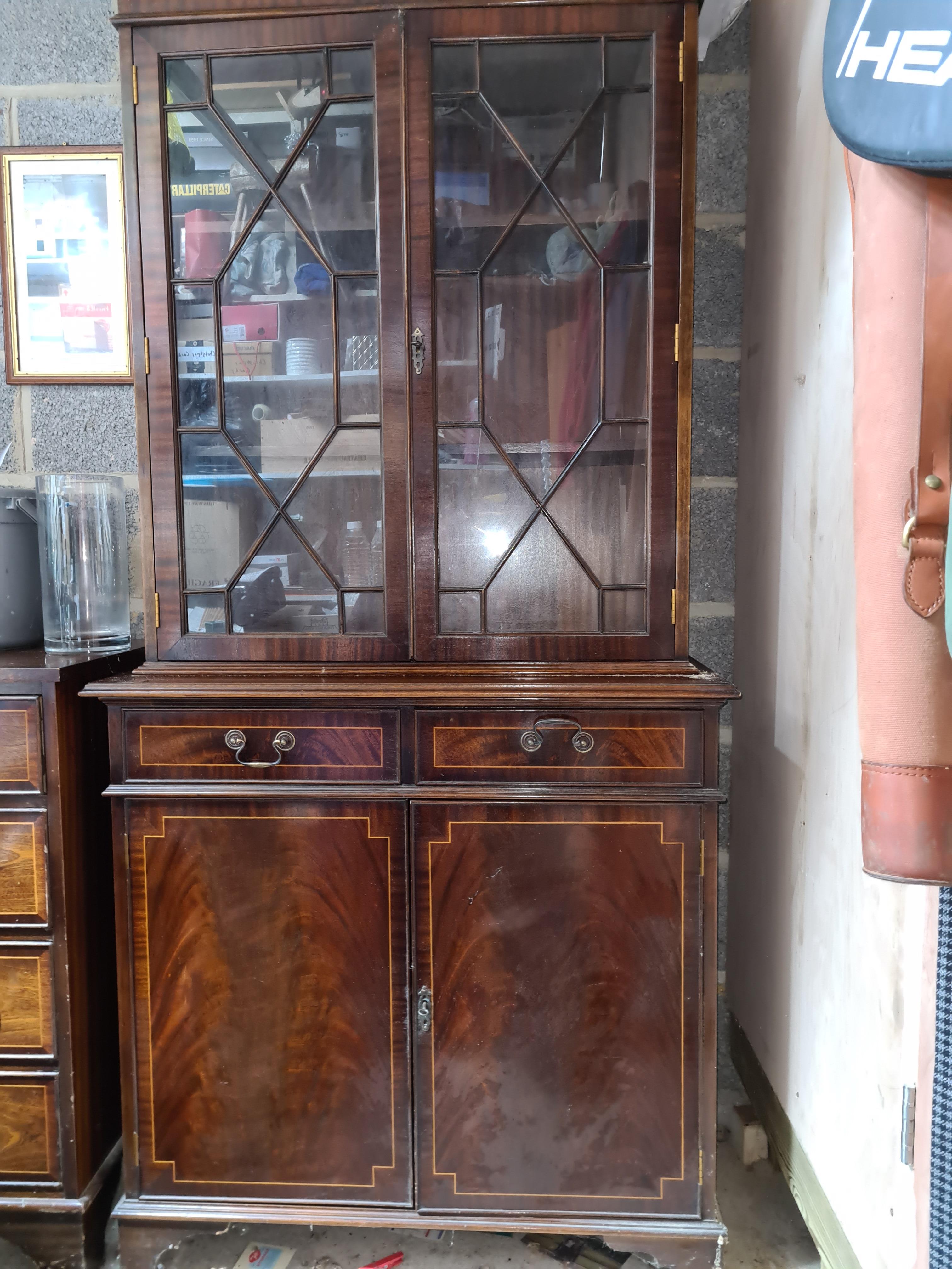 An Attractive Edwardian Style Mahogany Astragal Glazed Bookcase Cabinet The Mahogany Boasting A