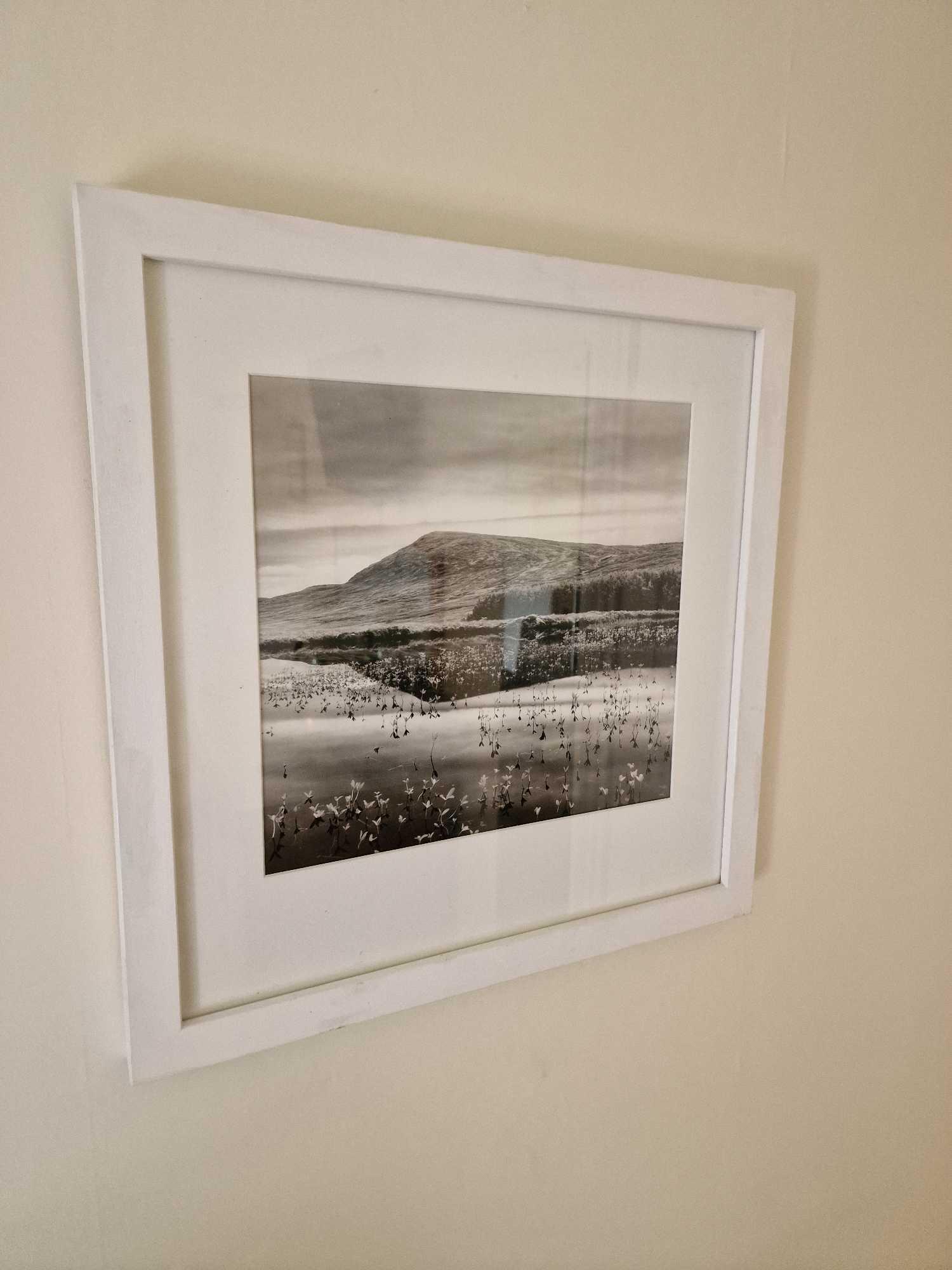 Gillian Allard Framed Print Distant Hill And Reflection Signed Verso In A White Wood Frame 48 x 49cm