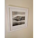 Gillian Allard Framed Print Distant Hill And Reflection Signed Verso In A White Wood Frame 48 x 49cm