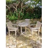 Woodberry Teak Or Robinia Wood Garden Table Complete With 3 x Dining Armchairs Table Dimensions 75 x