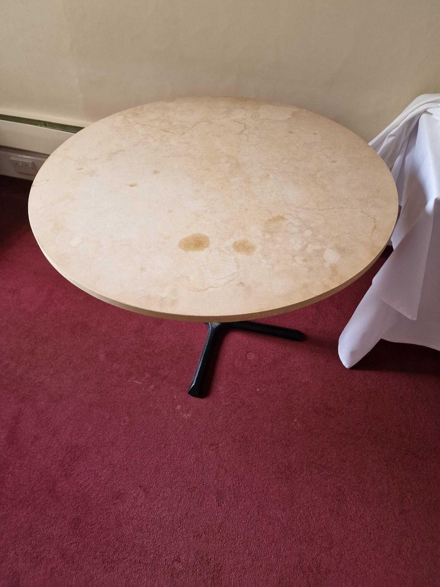 Circular Dining Table Wooden Top On Metal Pedestal Quad Foot Base 108 x 75cm - Bild 3 aus 3