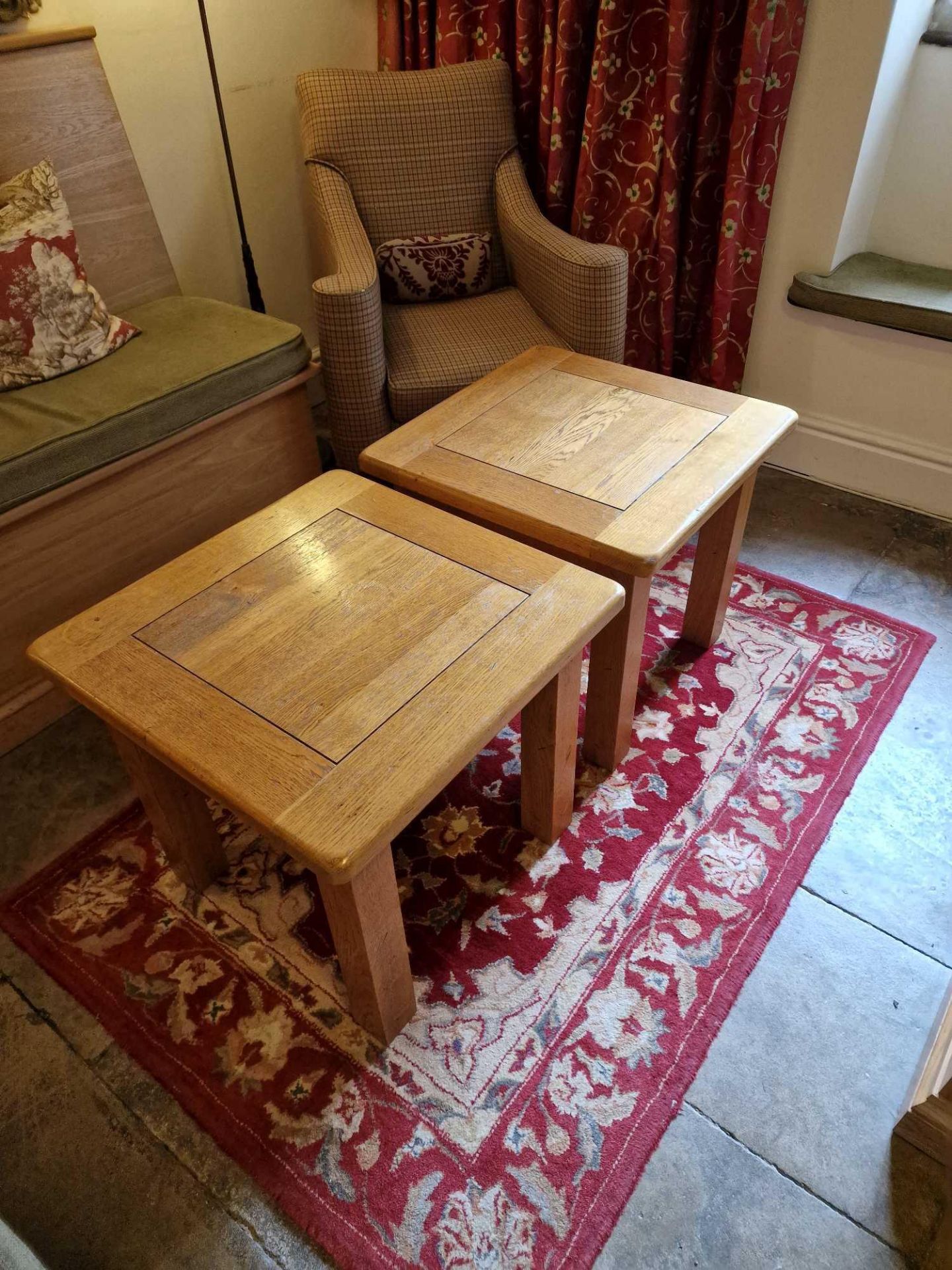 2 x Honey Oak Side Tables 60 x 60 X55cm