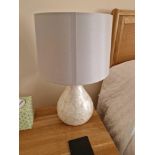 A Pair Of Capiz Shell Effect Table Lamps With Grey Sateen Shade 51cmm Tall