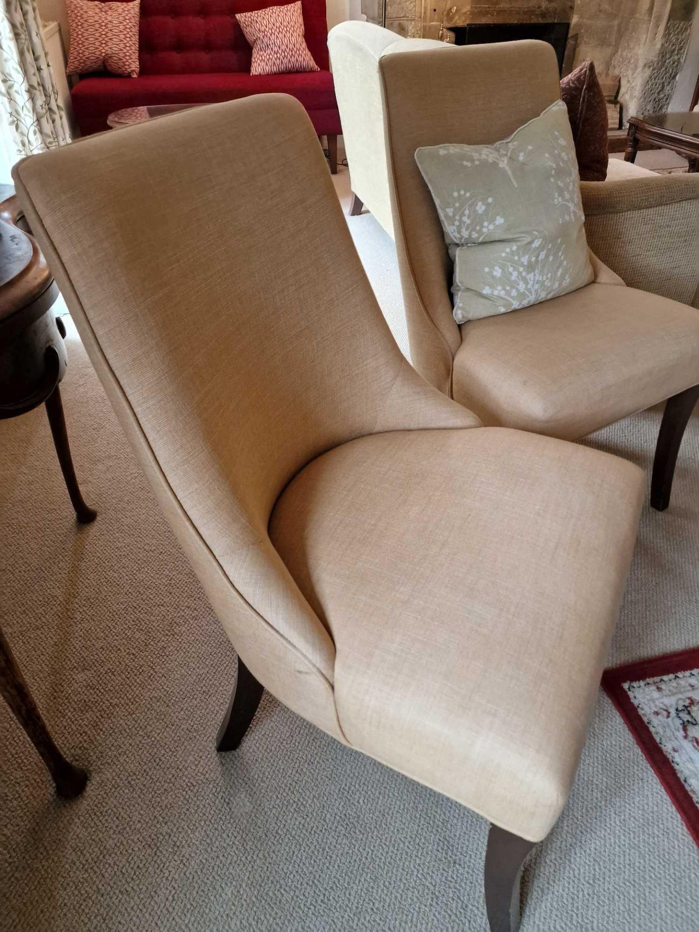A Set Of 3 X Bourne Furniture 'Stylish Chair' Upholstered In Harlequin Makeda Straw 6226 Taupe. - Bild 3 aus 3