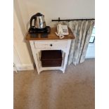 Chelsea Farmhouse End Table With Single Drawer The Rustic White Painted Frame With A Natural Wood