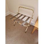 Hotel Folding Luggage Rack With Backrest European Made With Strong Black Nylon Straps Dimensions (