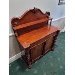 A Mahogany Victorian Chiffonier Cabinet Single Drawer With Two Door Cupboard Under On Barley Twist