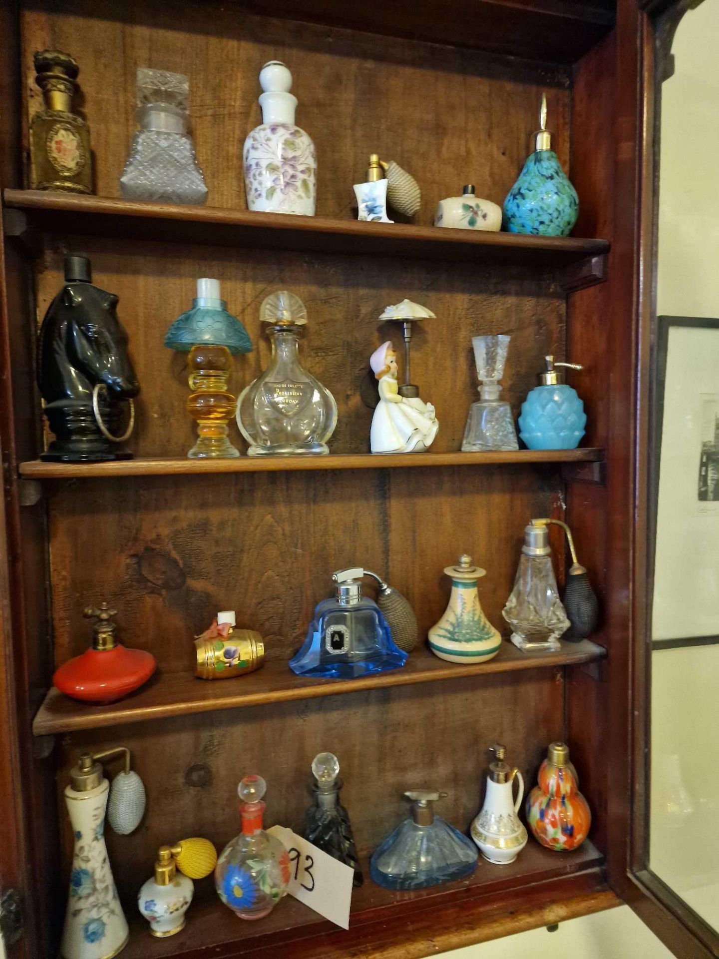 A Glazed Wooden Wall Mounted Display Cabinet To Include The Contents Of 24 X Various Vintage Perfume - Bild 2 aus 30