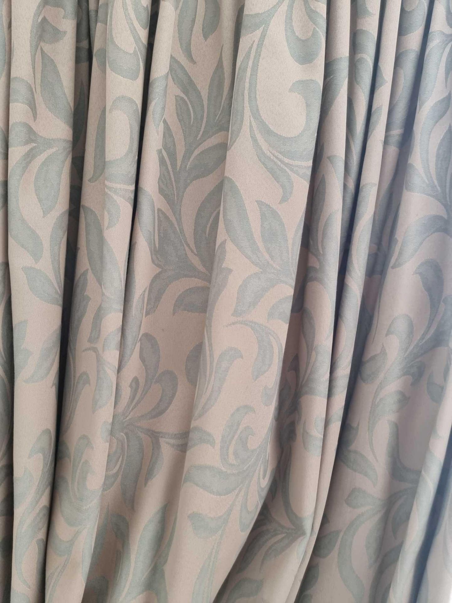 A Single Panel Drape Fully Lined Gold With A Blue Floral Embroidery Pattern Curtains On Track Span - Bild 2 aus 2