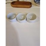 Various Olympia Whiteware Jugs, Ramekins And Butter Bowls As Found And Olympia Wooden Condiment