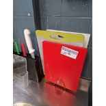A Quantity Of Stainless Steel GN Pans, Colour Coded Chopping Boards And Kitchen Utensils As Found