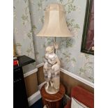 A Significant Art Nouveau Carved Marble Alabaster And Onyx Figural Lamp The Form Of A Woman