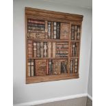 Wall Art In Wood Surround Depicting Old Books 70 X 85cm