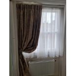 A Single Panel Drape Fully Lined Gold With A Blue Floral Embroidery Pattern Curtains On Track Span