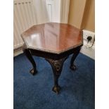 Octagonal Mahogany Occasional Table Carved Cabriole Supports Terminating In Claw And Ball Feet 40