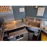 Stainless Steel Commercial Utensil Corner Sink With Left And Right Drainer Table 200 X 50 X 92cm