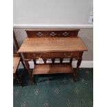 Victorian Oak Single Drawer Console, Hall Table Fitted With Its Original Swan Neck Brass Handles