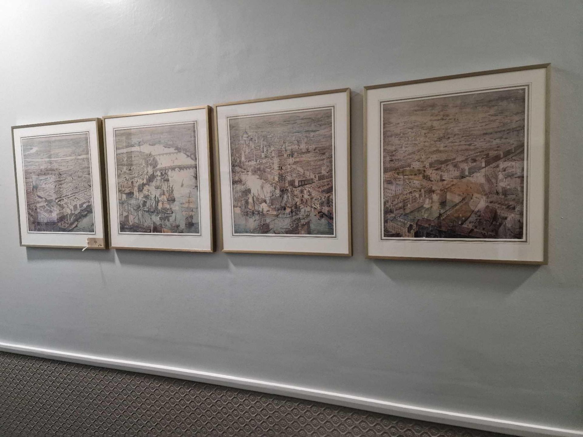 A Set Of 4 X Framed Prints Of The Rhinebeck Panorama A Panoramic View Of London Dated To 1806-7.