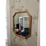 A Bevelled Frame Gold Painted Mirror The Panel Framed A Floral Decoration In Relief 43 X 53cm