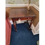 A Mahogany Side Tables With Single Drawer Under Mounted On Round Turned Legs 62 X 47 X 72cm