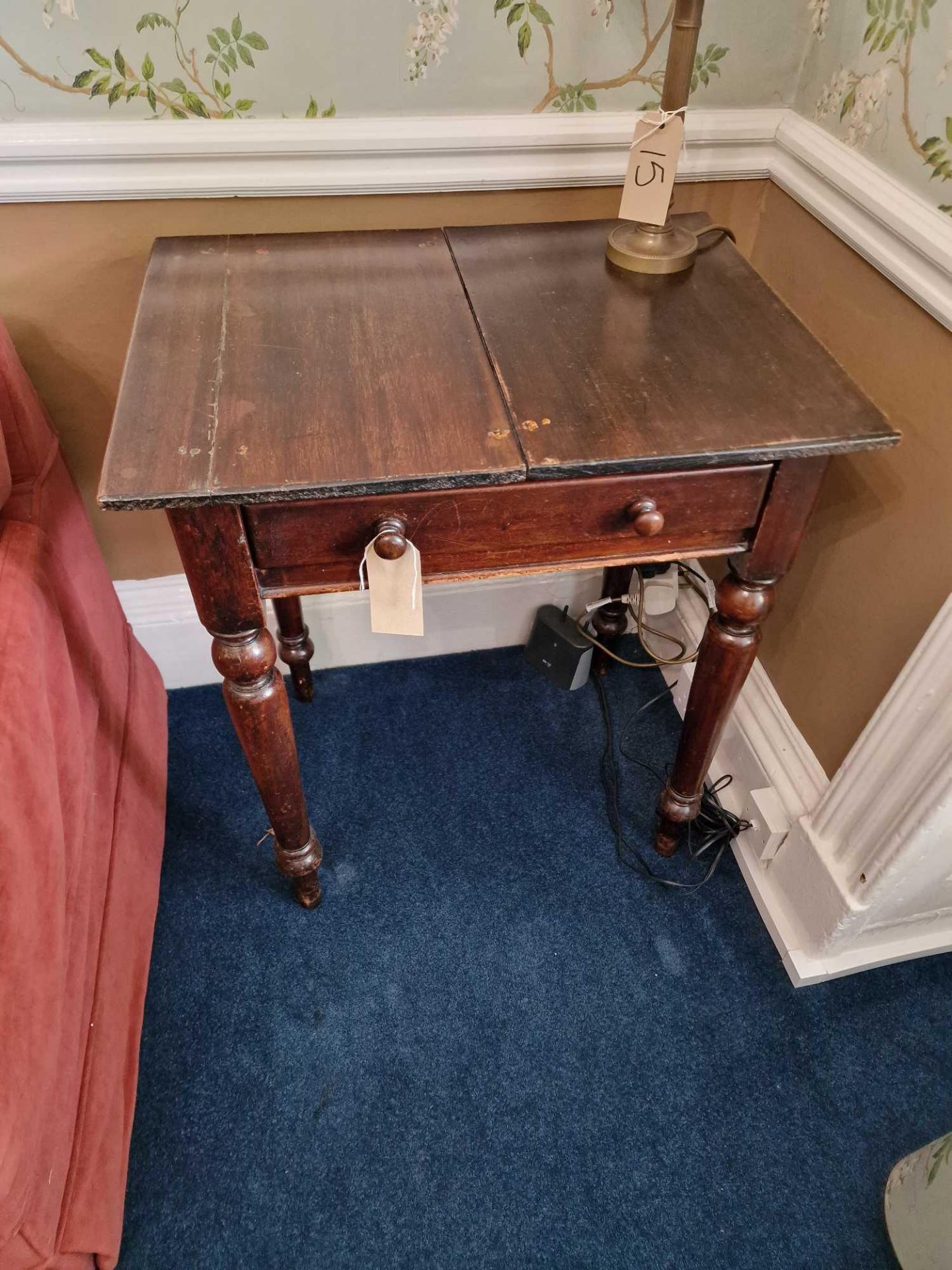 A Mahogany Side Tables With Single Drawer Under Mounted On Round Turned Legs 62 X 47 X 72cm