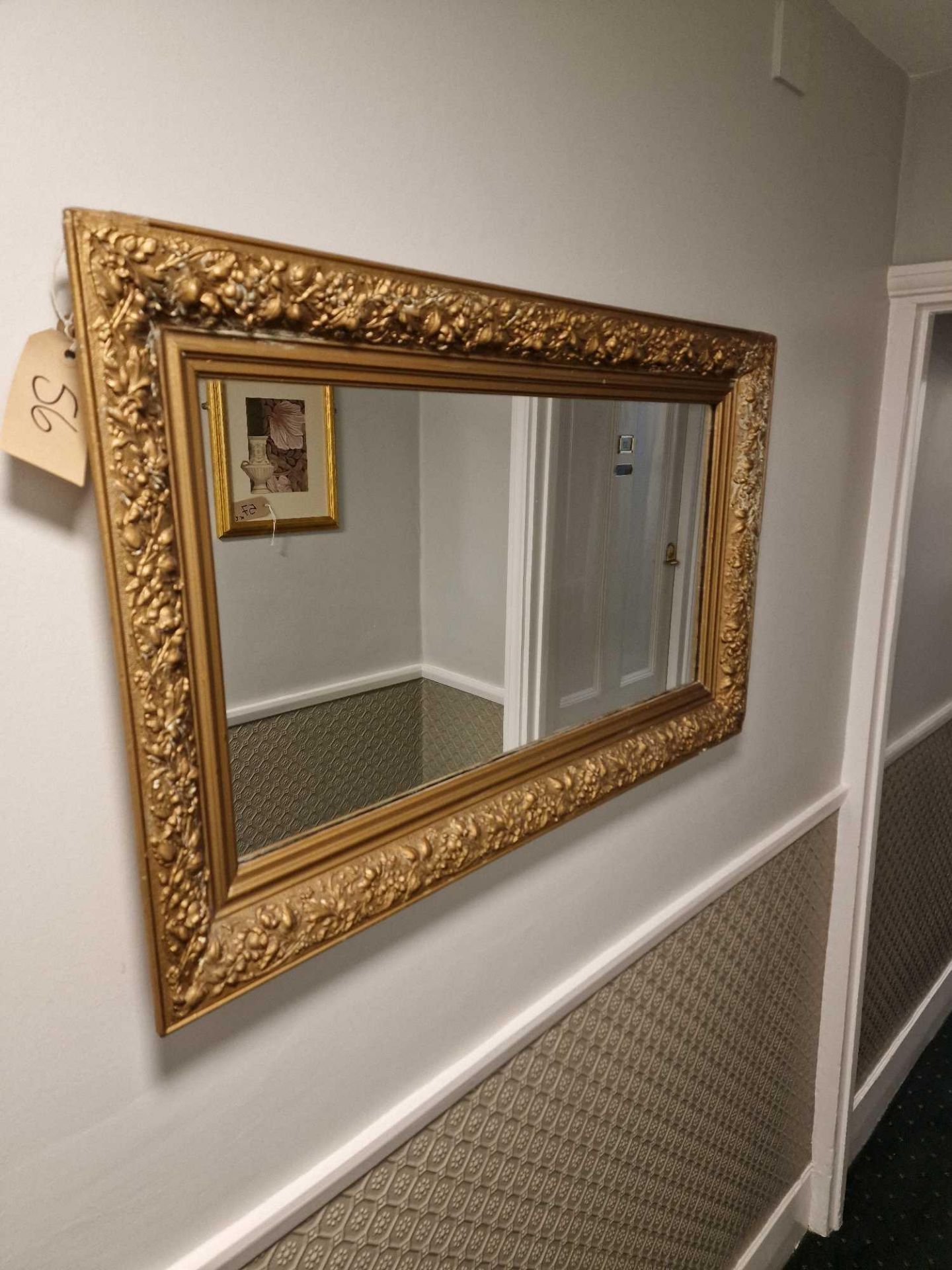 A Rectangular Gilt Wood Landscape Mirror The Frame Carved In Oak Leaves And Berries 88 X 54cm - Bild 4 aus 4