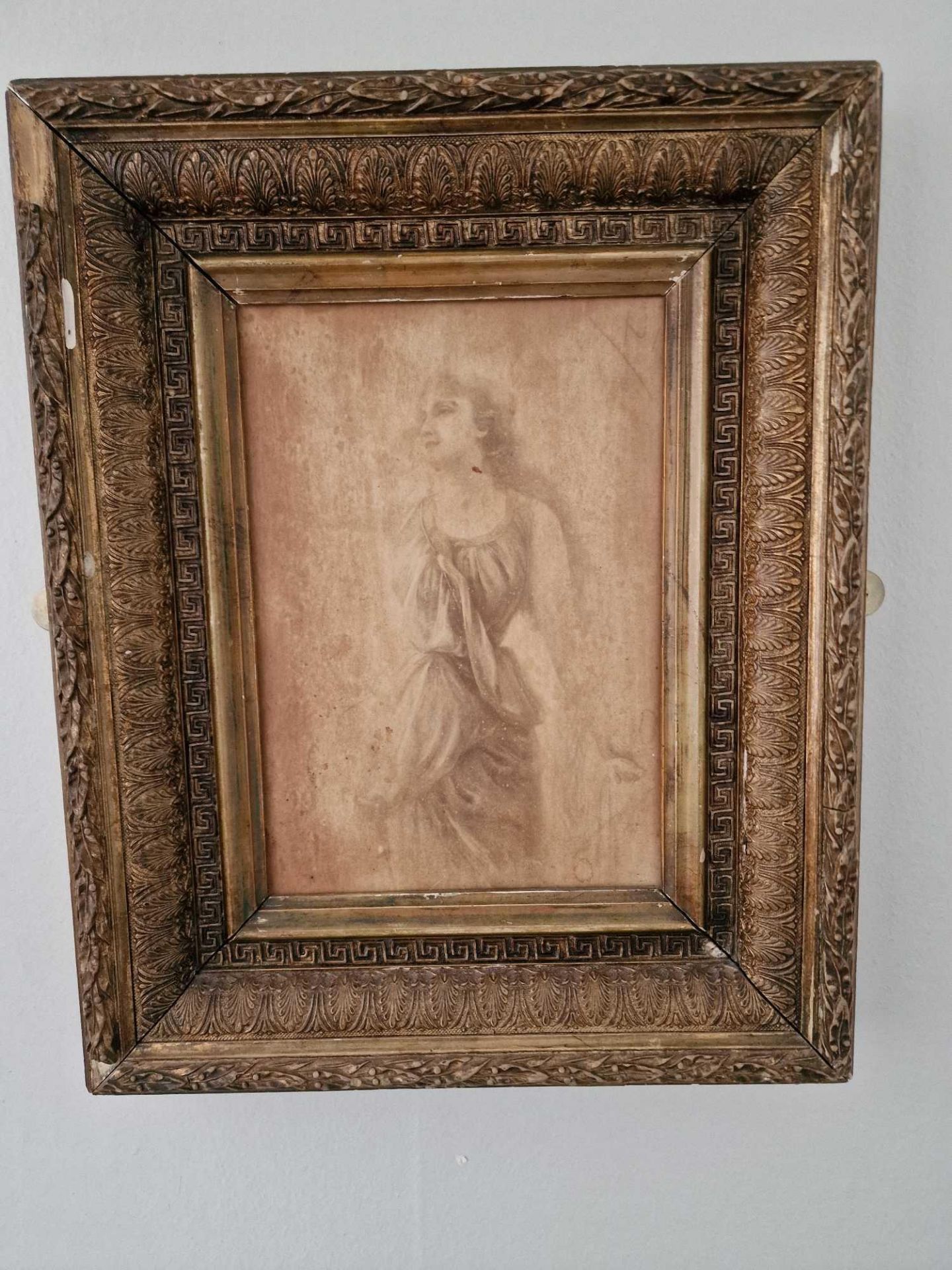 A Framed Sepia Giclee Of A Woman In A Gilt Wood Frame 30 X 38cm - Bild 2 aus 2