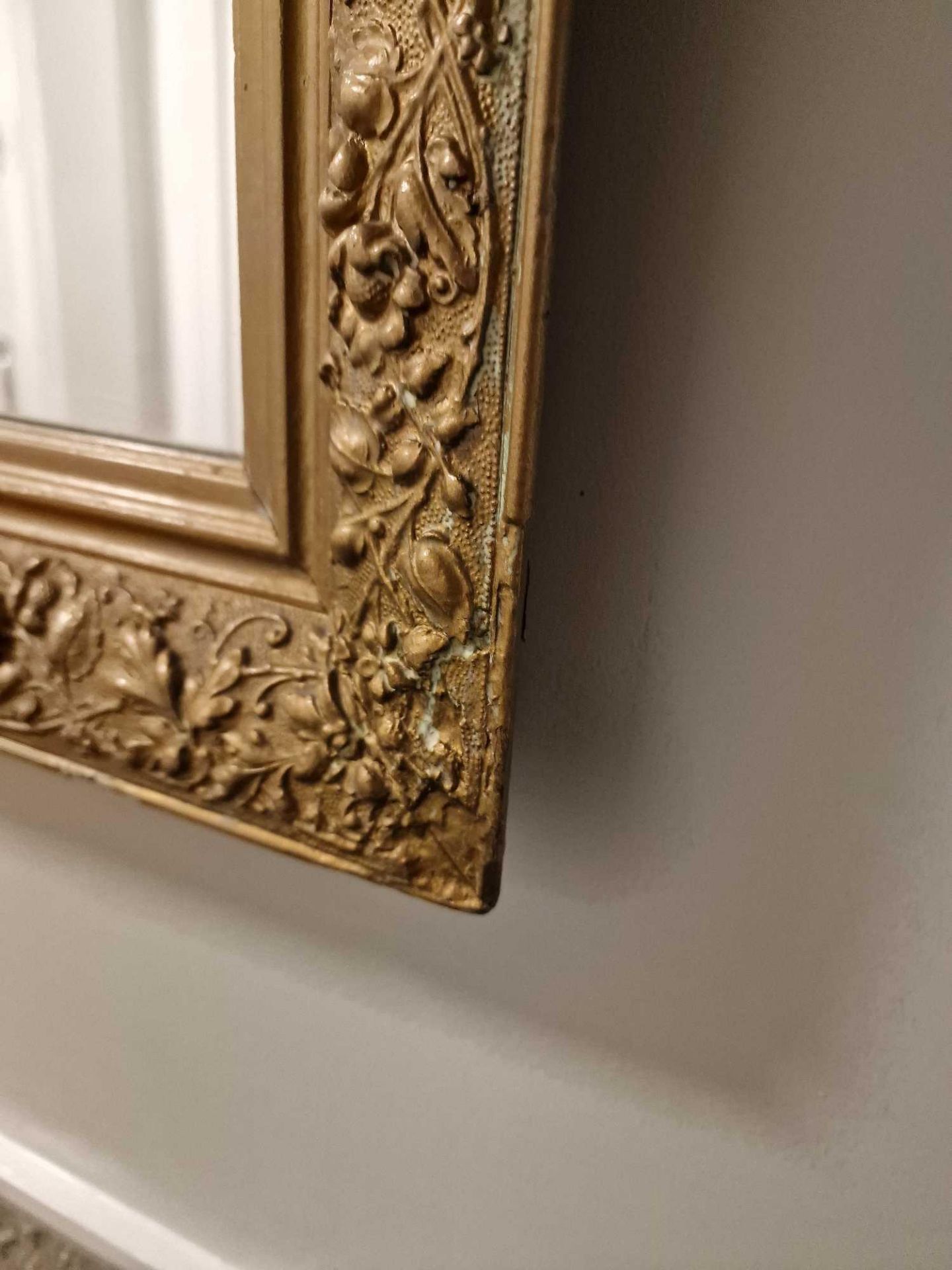 A Rectangular Gilt Wood Landscape Mirror The Frame Carved In Oak Leaves And Berries 88 X 54cm - Bild 2 aus 4