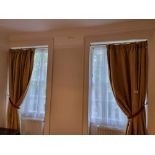 A Pair Of Drape Curtains Ring Top In Gold With A Baroque Patten Embroidery On Brass Poles Span 200 X